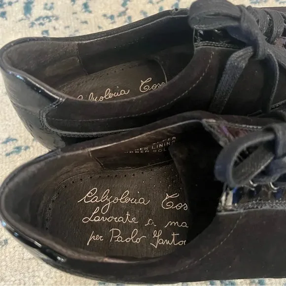 Black Leather dress sneakers hand made in Italy Cabzoleria Toscana size 40 1/2