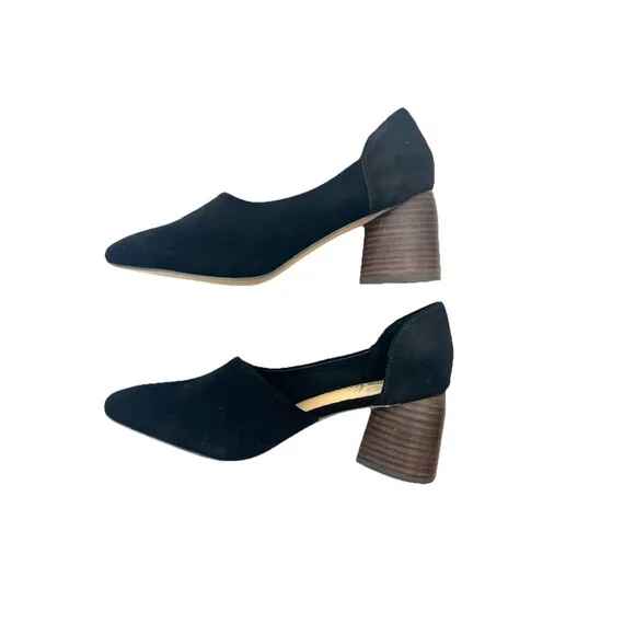Black Suede Shoes Women’s Sz 8 Chunky Round Heel Sbicca Vintage Collection Volin