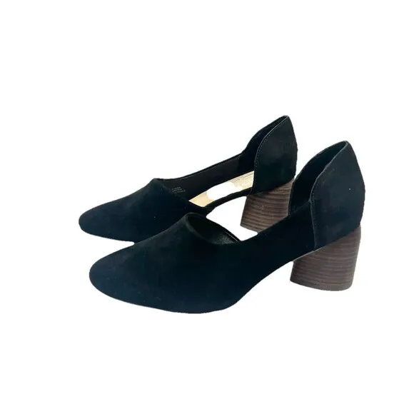 Black Suede Shoes Women’s Sz 8 Chunky Round Heel Sbicca Vintage Collection Volin