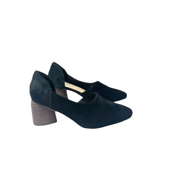 Black Suede Shoes Women’s Sz 8 Chunky Round Heel Sbicca Vintage Collection Volin
