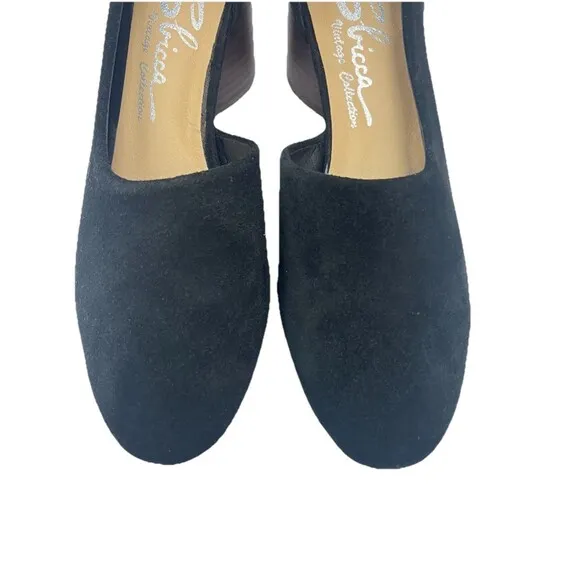 Black Suede Shoes Women’s Sz 8 Chunky Round Heel Sbicca Vintage Collection Volin