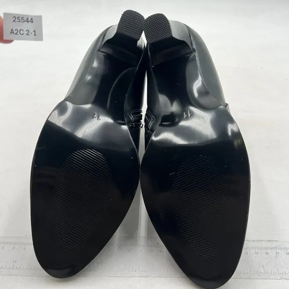 Black Women Chic Chunky Heel Ankle Boots Pointed Toe Side Zipper Prom Party Shoe