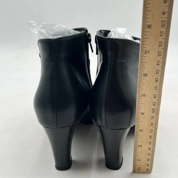 Black Women Chic Chunky Heel Ankle Boots Pointed Toe Side Zipper Prom Party Shoe