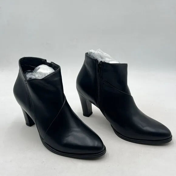 Black Women Chic Chunky Heel Ankle Boots Pointed Toe Side Zipper Prom Party Shoe