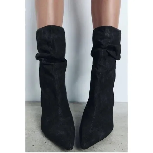 BLOGGER'S FAVE! Zara Mid-Shaft Denim Ankle Boots NWT