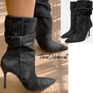 BLOGGER'S FAVE! Zara Mid-Shaft Denim Ankle Boots NWT