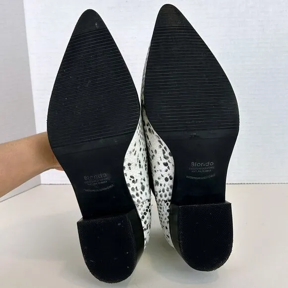 BLONDO Emelia Chelsea Bootie White Black Snake Print Waterproof Leather Boots 8
