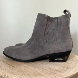 Blondo Gray Suede Waterproof Sabina Heel Ankle Boots Sz 9.5 NWOB