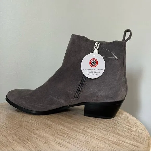 Blondo Gray Suede Waterproof Sabina Heel Ankle Boots Sz 9.5 NWOB