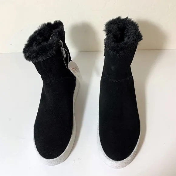 Blondo Nordstrom Haven Boots Faux Fur Suede Booties Black Size 6.5 NEW
