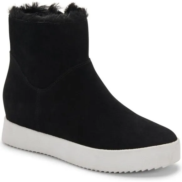 Blondo Nordstrom Haven Boots Faux Fur Suede Booties Black Size 6.5 NEW