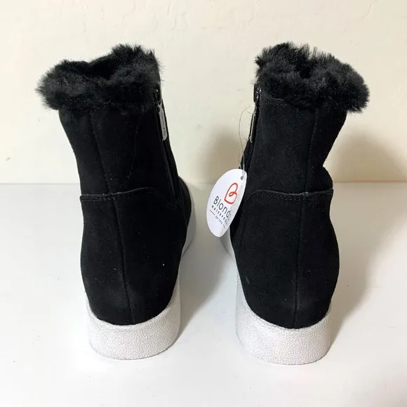 Blondo Nordstrom Haven Boots Faux Fur Suede Booties Black Size 6.5 NEW