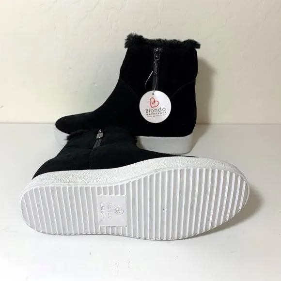 Blondo Nordstrom Haven Boots Faux Fur Suede Booties Black Size 6.5 NEW