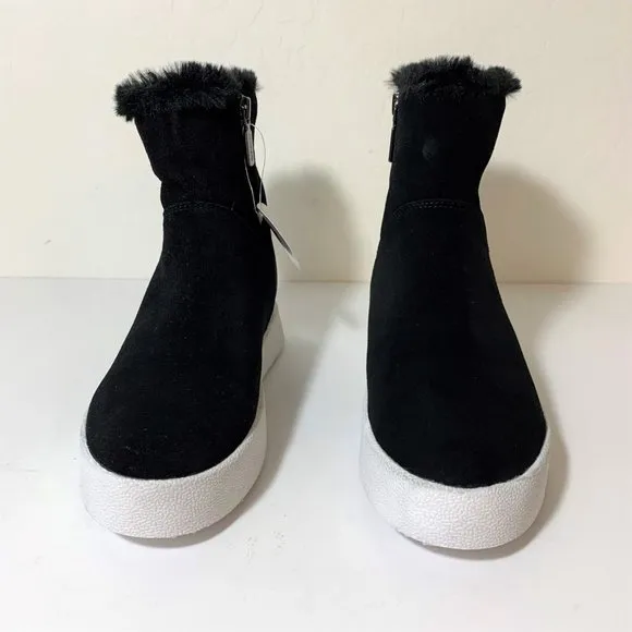 Blondo Nordstrom Haven Boots Faux Fur Suede Booties Black Size 6.5 NEW
