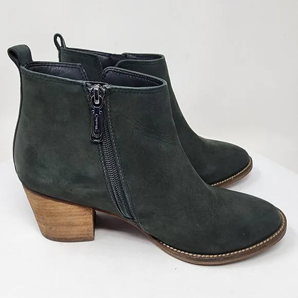 Blondo Norma Bootie Women 9M Green Nubuck Waterproof Leather Side Zip B6268 614