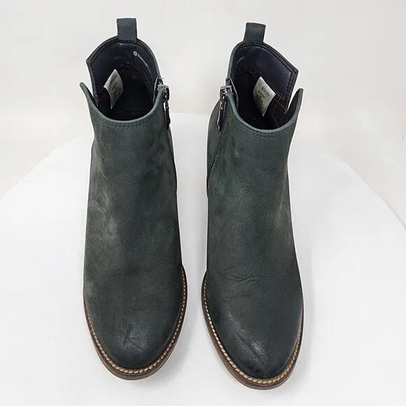 Blondo Norma Bootie Women 9M Green Nubuck Waterproof Leather Side Zip B6268 614