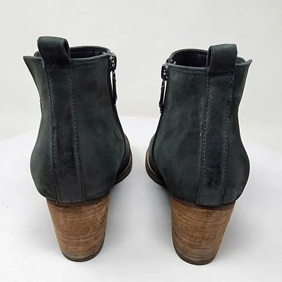 Blondo Norma Bootie Women 9M Green Nubuck Waterproof Leather Side Zip B6268 614