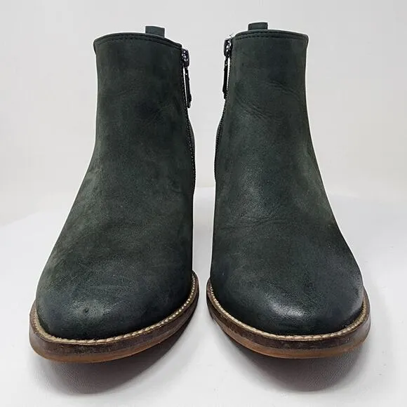 Blondo Norma Bootie Women 9M Green Nubuck Waterproof Leather Side Zip B6268 614