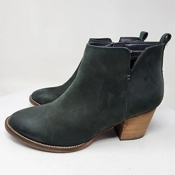 Blondo Norma Bootie Women 9M Green Nubuck Waterproof Leather Side Zip B6268 614