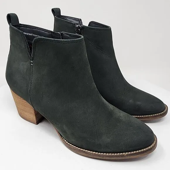 Blondo Norma Bootie Women 9M Green Nubuck Waterproof Leather Side Zip B6268 614