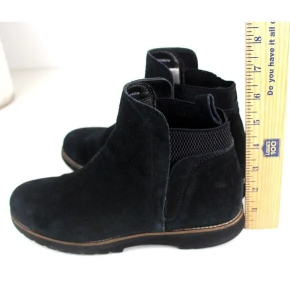 Blondo WATERPROOF BLACK GENUINE LEATHER SUEDE ELASTIC LOW HEEL ANKLE BOOTS Sz 7M