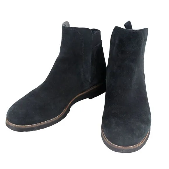 Blondo WATERPROOF BLACK GENUINE LEATHER SUEDE ELASTIC LOW HEEL ANKLE BOOTS Sz 7M
