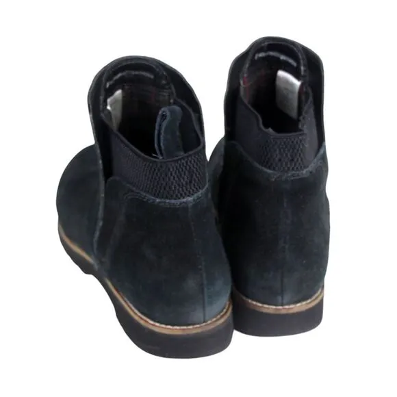 Blondo WATERPROOF BLACK GENUINE LEATHER SUEDE ELASTIC LOW HEEL ANKLE BOOTS Sz 7M