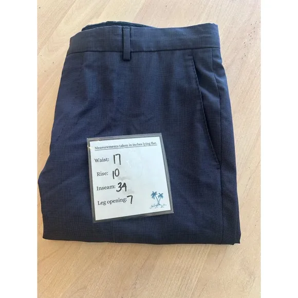 Blue Dress Pants Subtle Pattern Slim Fit Trousers Mens Size 34x30