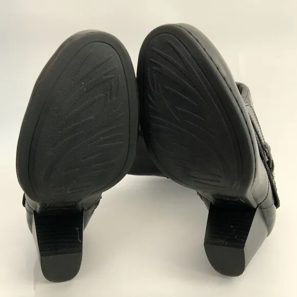 BOC by Born Boots 7.5M Black Tall Leather Harness Buckle Zip Up