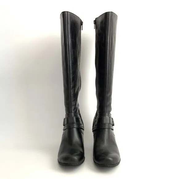 BOC by Born Boots 7.5M Black Tall Leather Harness Buckle Zip Up