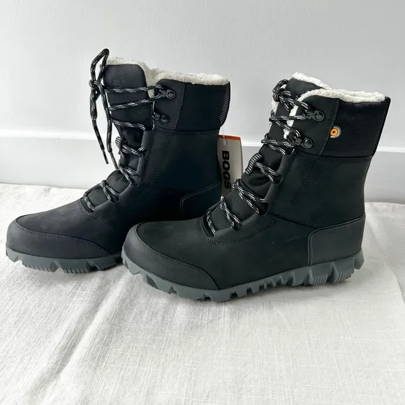 Bogs Arcata Urban Leather Tall Winter Boots Waterproof Insulated Black Womens‎ 8