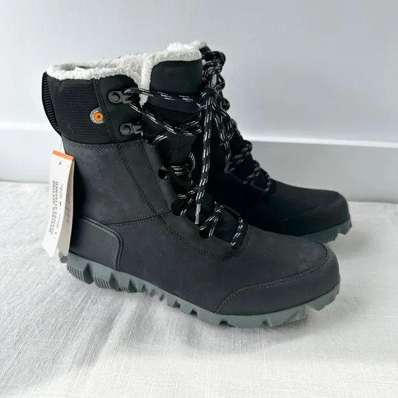 Bogs Arcata Urban Leather Tall Winter Boots Waterproof Insulated Black Womens‎ 8