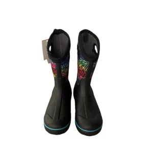 Bogs Kids Classic II Design A Boot Rubber Rainbow Dots Black Youth Size 5 NEW
