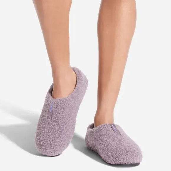 Bombas Women’s Sunday Slippers Size 7 6.5 Sherpa Dusty Purple Memory Footbed