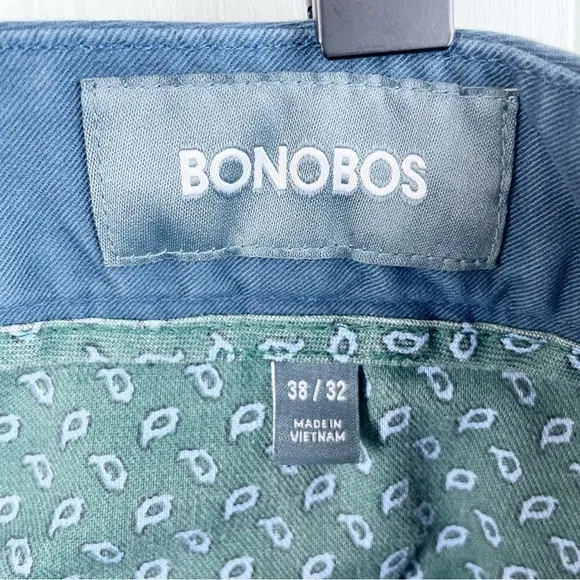 Bonobos Men's Cotton Stretch Washed Chino Pants Slim Fit Steely Blue Size 38/32