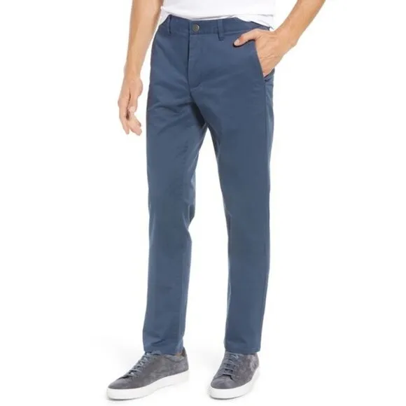 Bonobos Men's Cotton Stretch Washed Chino Pants Slim Fit Steely Blue Size 38/32