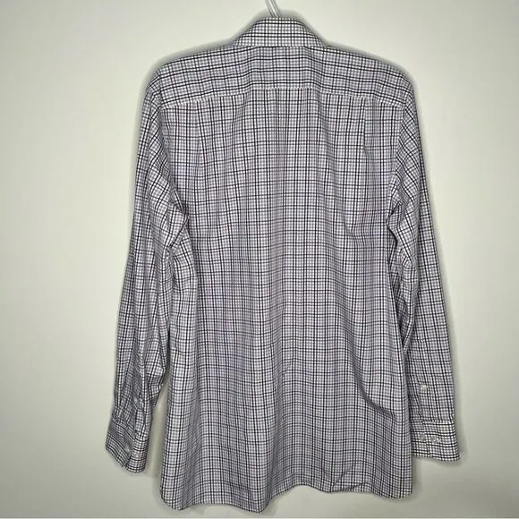 Bonobos Mens Dress Shirt 16 - 35 Purple Plaid Non-Iron Slim Fit