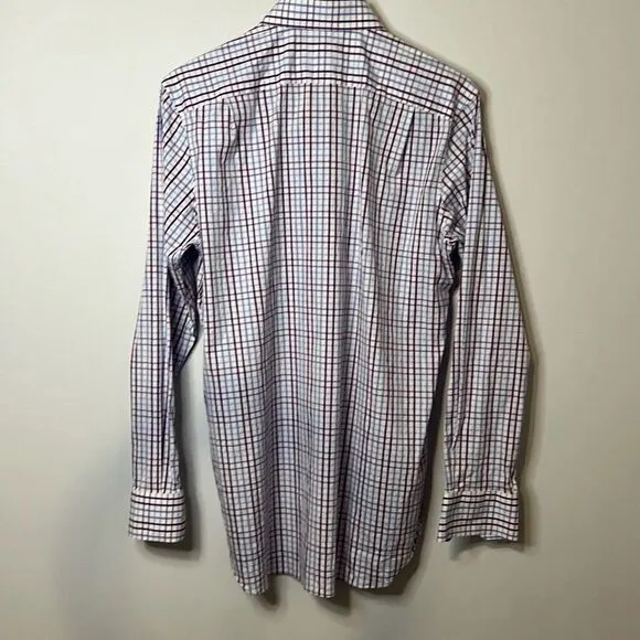 BONOBOS Men’s Slim Fit Professional Dress Shirt 16 | 35 Plaid Purple Blue White