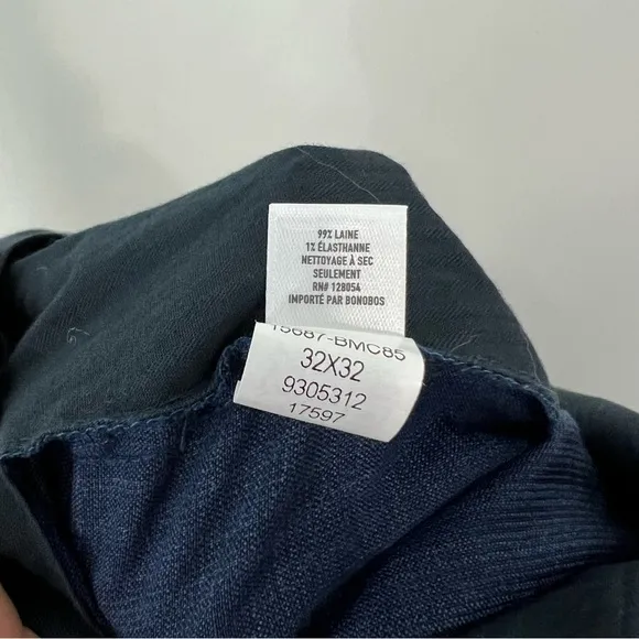 Bonobos Slim Fit Stretch Wool Dress Pants Blue Size 32