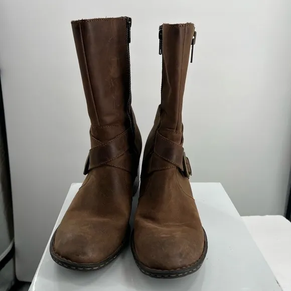 Born Brown Mid Calf Heeled Boots Ladies Size 9/40.5