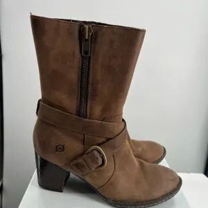 Born Brown Mid Calf Heeled Boots Ladies Size 9/40.5