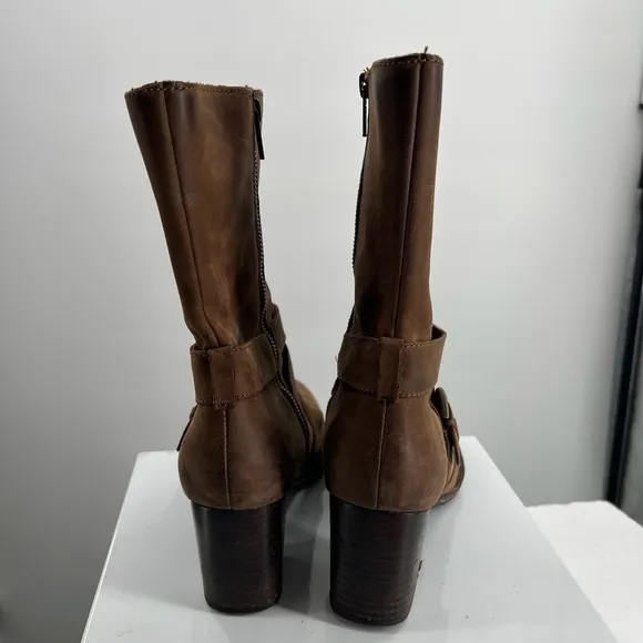Born Brown Mid Calf Heeled Boots Ladies Size 9/40.5