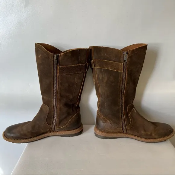 Born Tonic Mid Calf Brown Suede Leather Boots