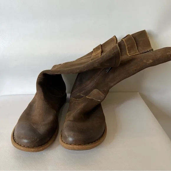 Born Tonic Mid Calf Brown Suede Leather Boots