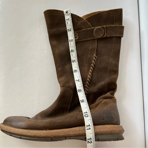 Born Tonic Mid Calf Brown Suede Leather Boots