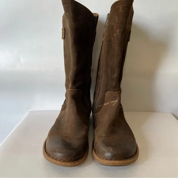 Born Tonic Mid Calf Brown Suede Leather Boots