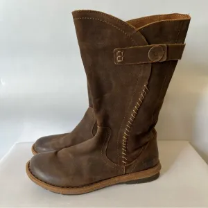 Born Tonic Mid Calf Brown Suede Leather Boots