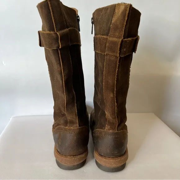 Born Tonic Mid Calf Brown Suede Leather Boots