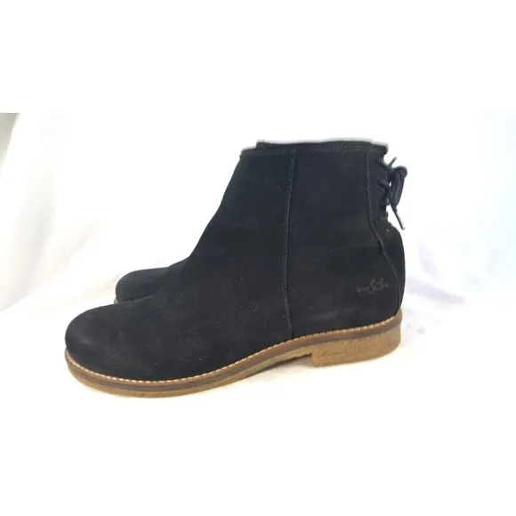 Bos &amp; Co Boots Women's Waterproof Black Suede Ankle Boots US Size 9.5