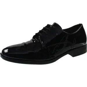 Boss Mens Colby Black Lace-Up Patent Leather Derby Shoes New